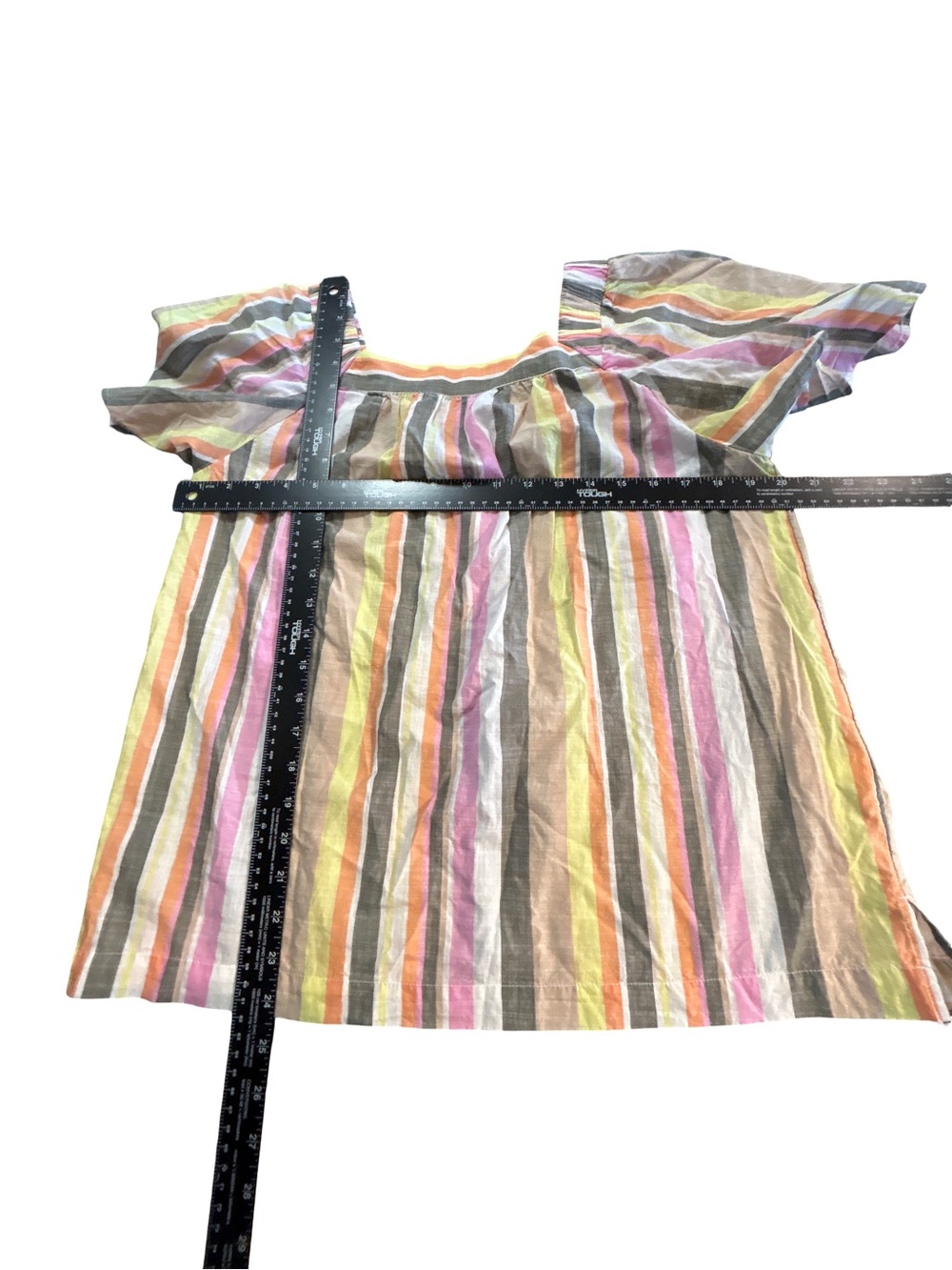 NWT LOFT Striped Flutter Sleeve Square Neck Top - Size Medium - Picture 5 of 5